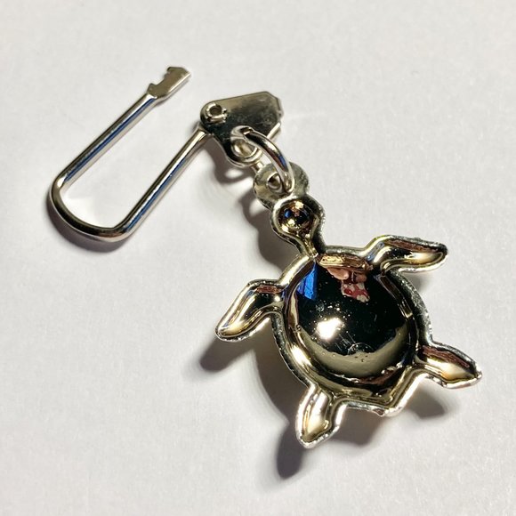 Sea Turtle Keychain Zipper Pull Purse Charm Backpack Yellow Green Silver Plated - Picture 5 of 7